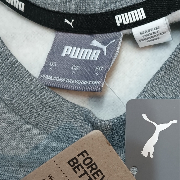 Puma Big Logo Crewneck Grey Black Sweatshirt Men's Size Small - Picture 5 of 6